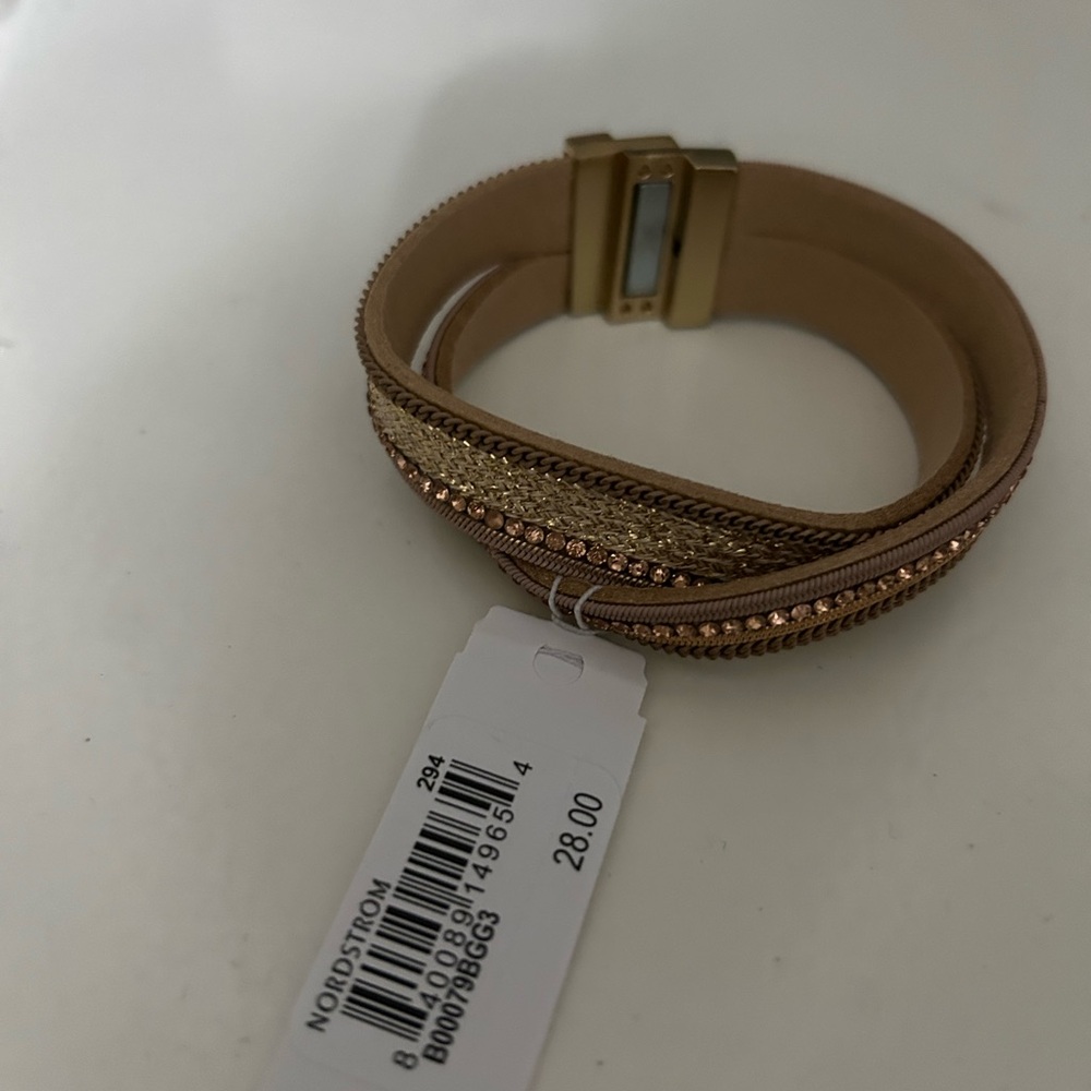 Panache Gold and Tan Bracelet with Decorative Elements